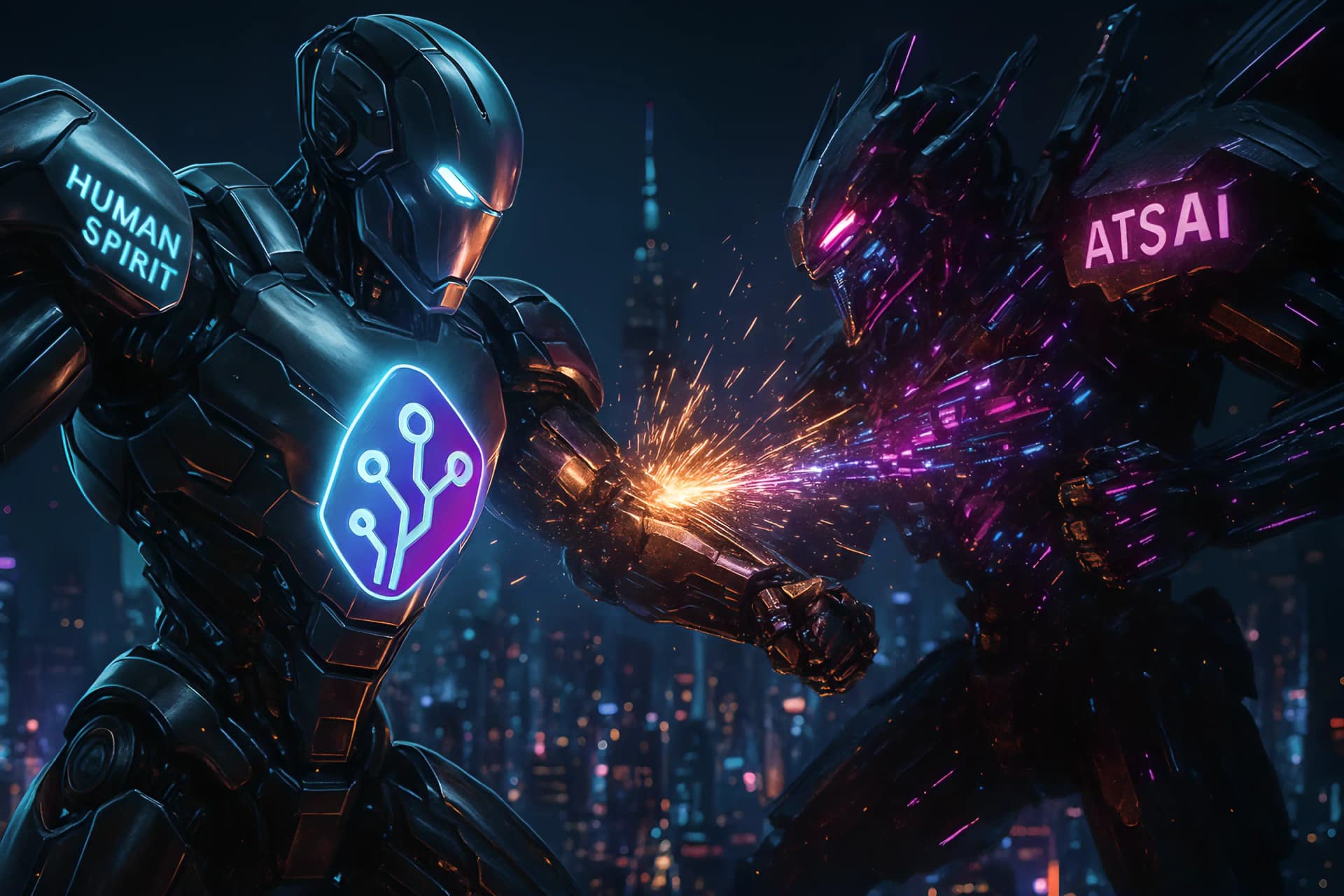 An epic battle between a heroic robot and an ATS bot